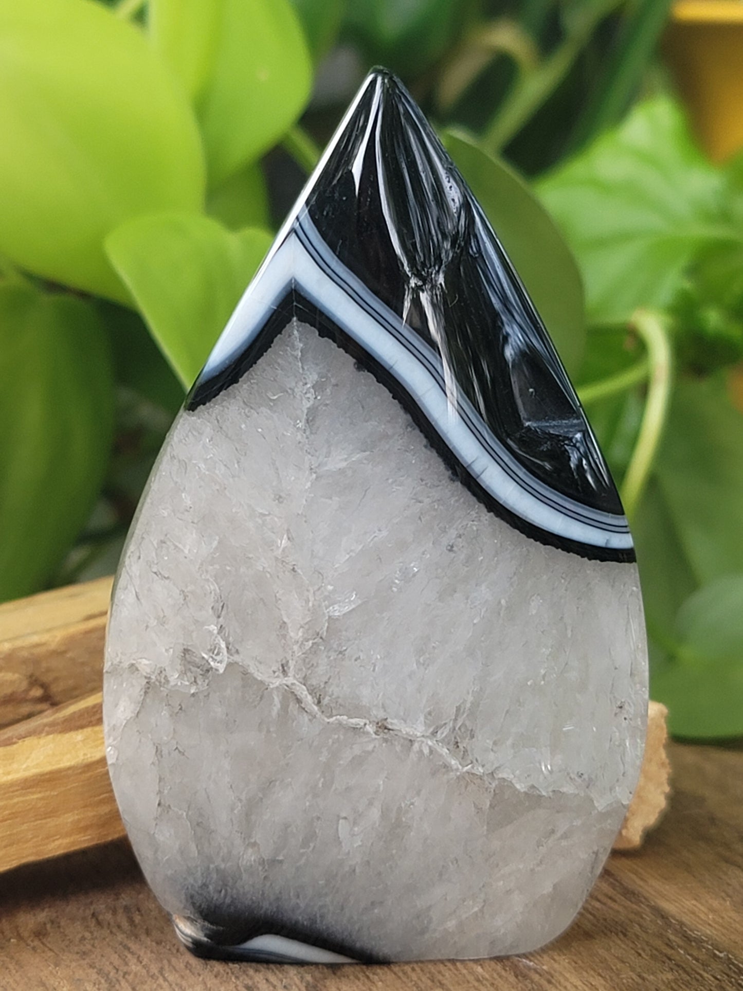 Banded Black Agate with Quartz Freeform – Protection, Clarity & Grounded Transformation