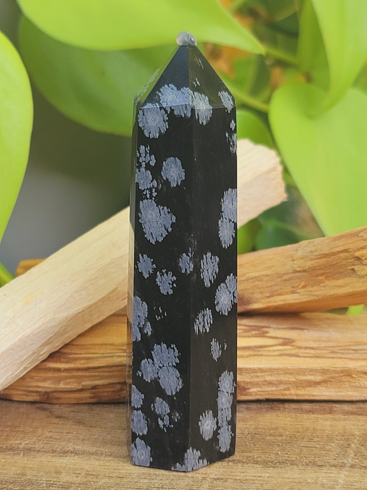 Snowflake Obsidian Tower for Protection Emotional Release and Pattern Shifting
