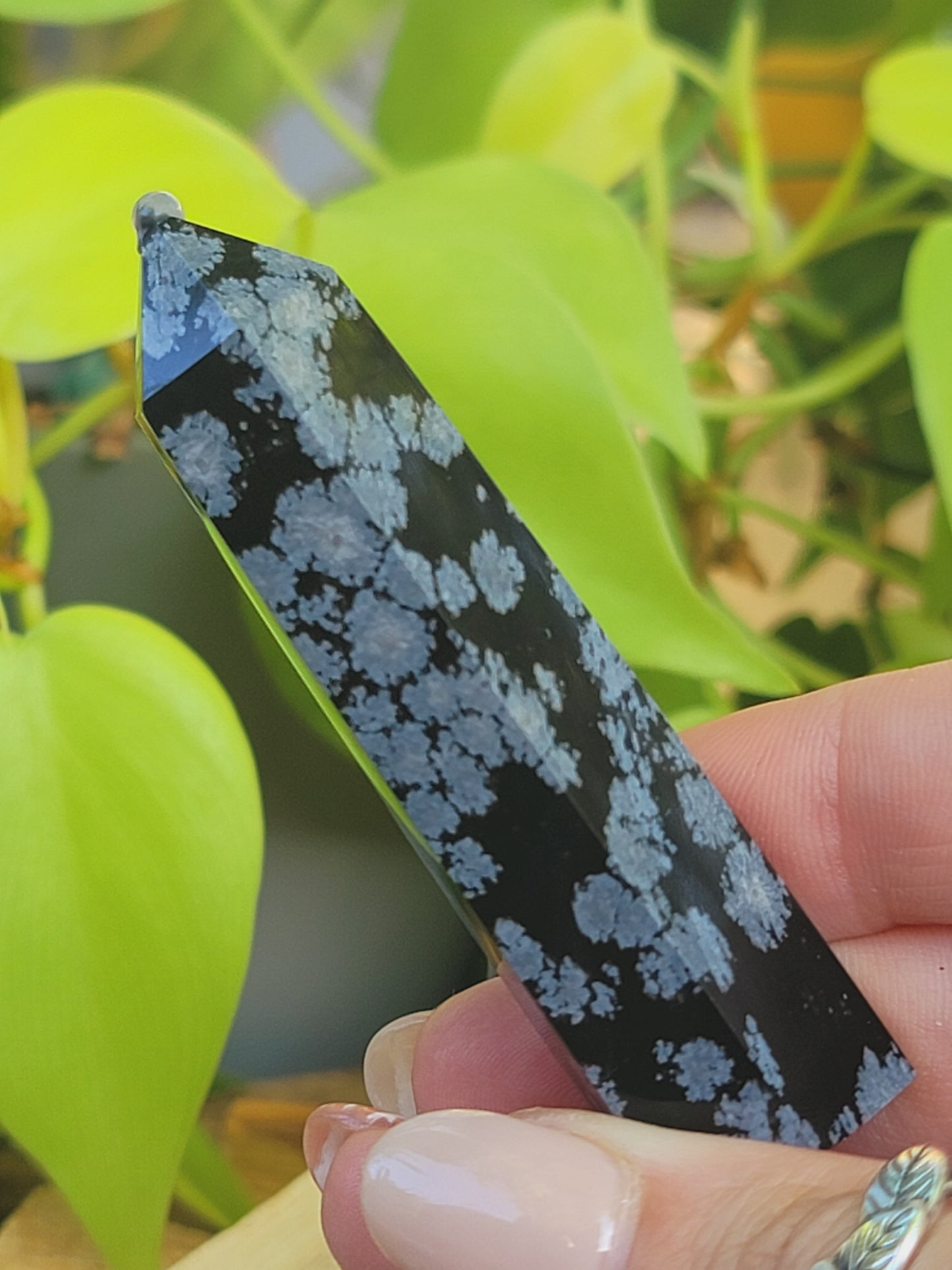Snowflake Obsidian Tower for Protection Emotional Release and Pattern Shifting