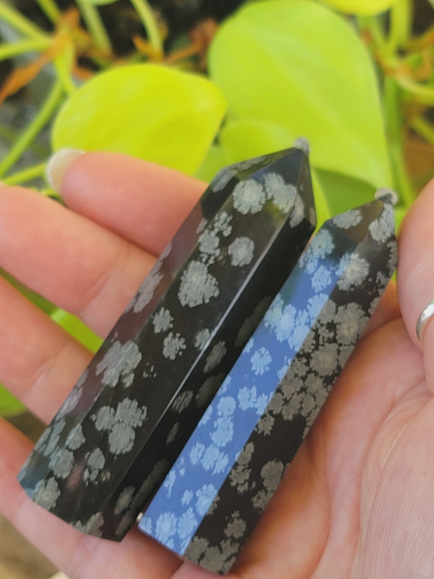 Snowflake Obsidian Tower for Protection Emotional Release and Pattern Shifting
