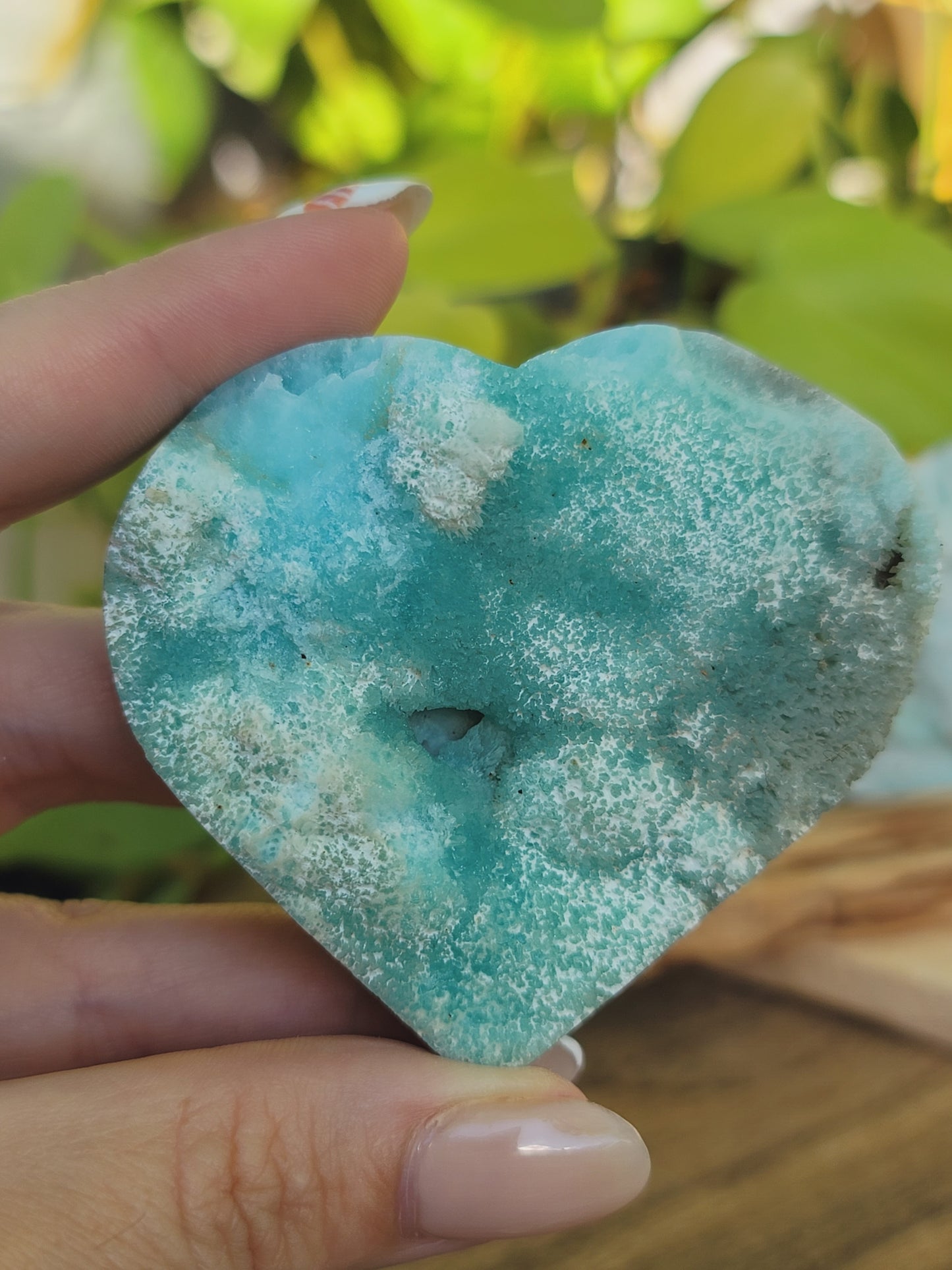 Blue Hemimorphite Druzy Heart for Emotional Healing Communication and High-Vibe Sparkle