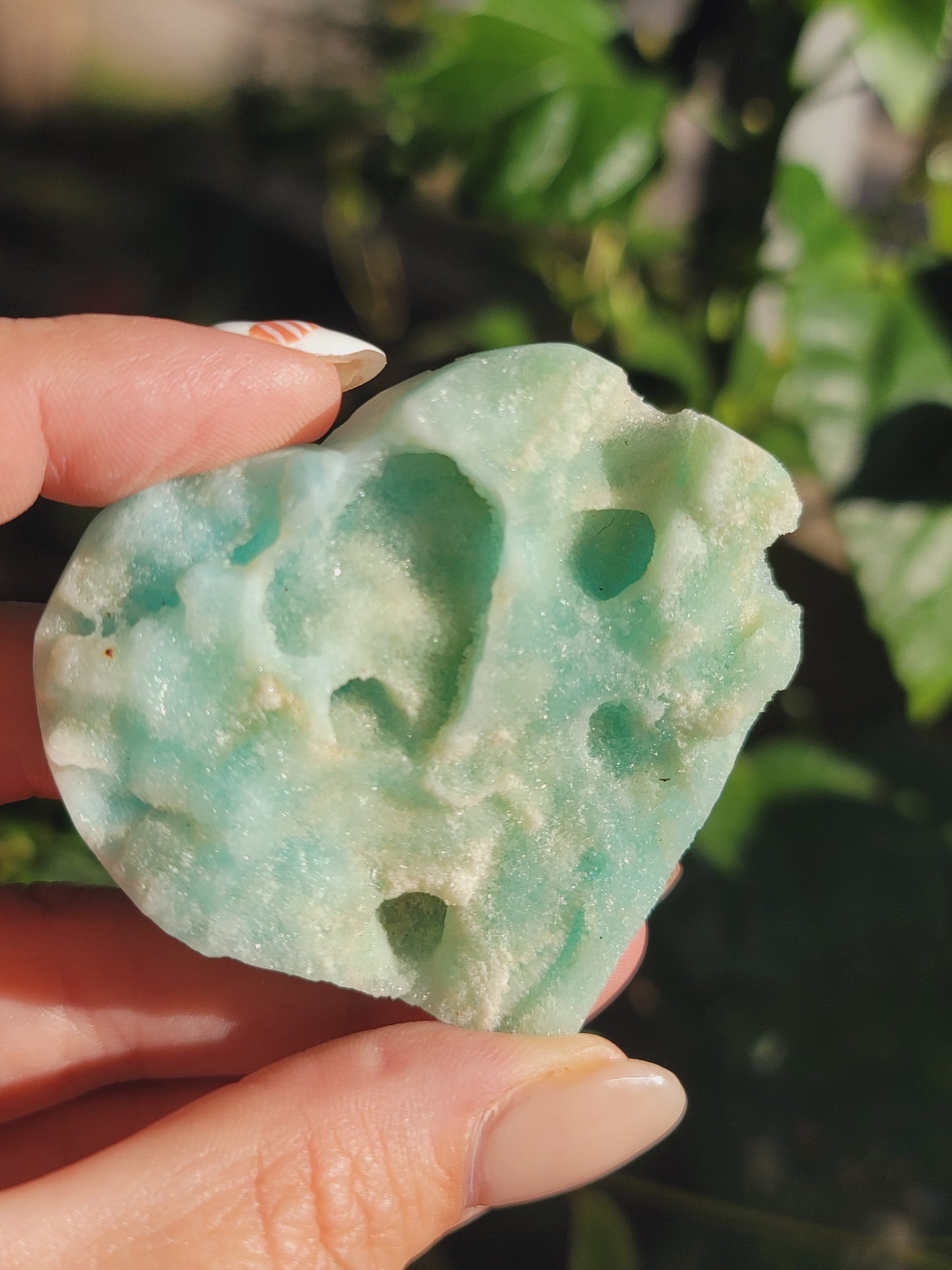 Blue Hemimorphite Druzy Heart for Emotional Healing Communication and High-Vibe Sparkle