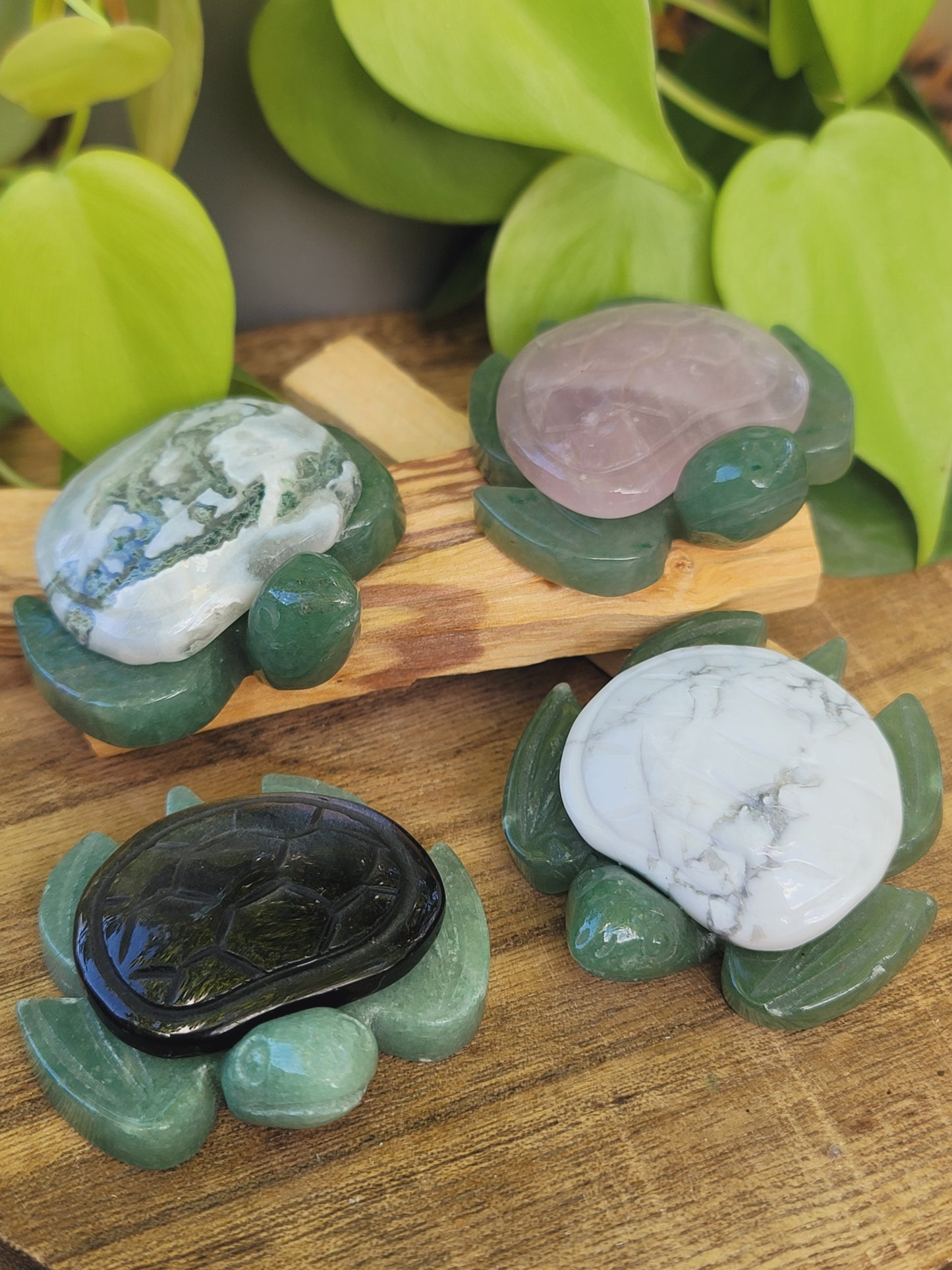 Green Aventurine Turtle Carving 3 Inch with Custom Crystal Shell for Luck Healing and Intentional Energy