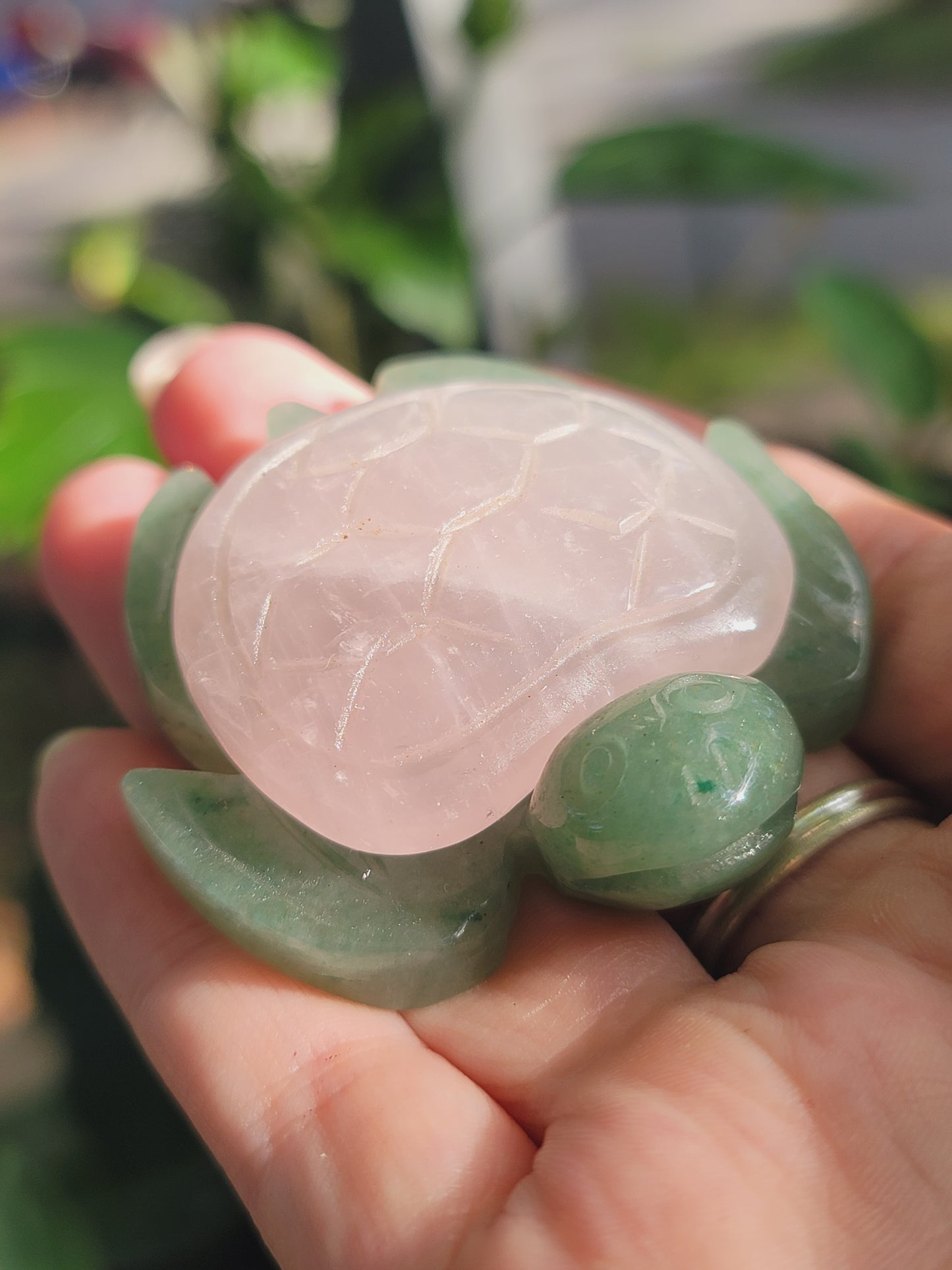 Green Aventurine Turtle Carving 3 Inch with Custom Crystal Shell for Luck Healing and Intentional Energy