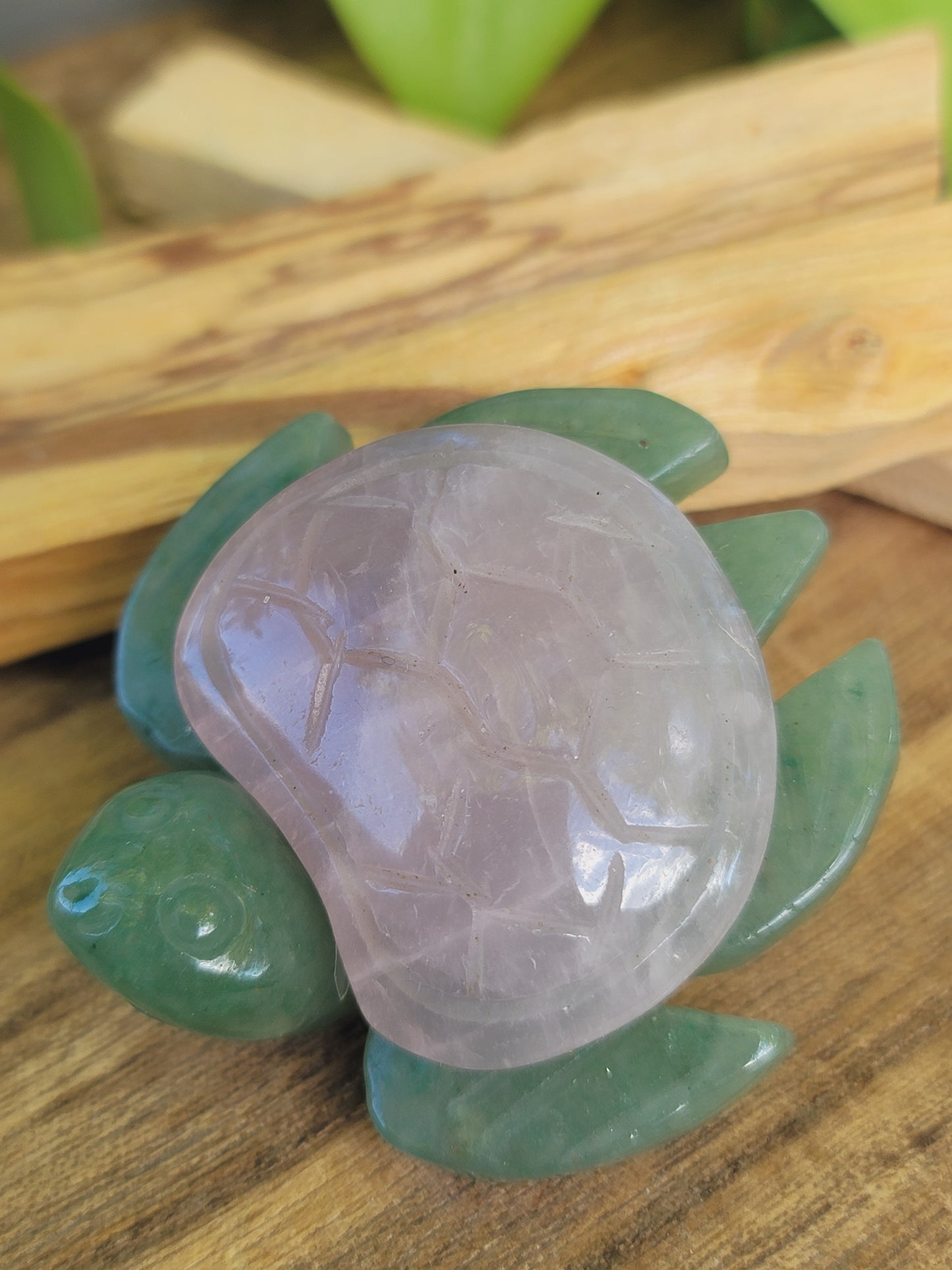 Green Aventurine Turtle Carving 3 Inch with Custom Crystal Shell for Luck Healing and Intentional Energy