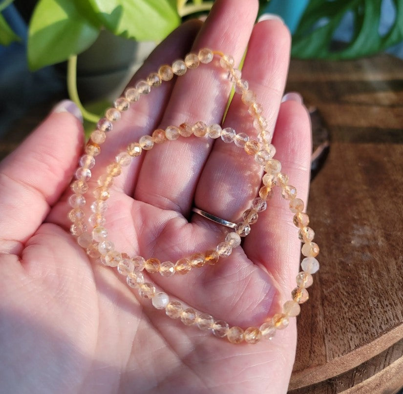 4mm Faceted Natural Citrine Bracelet – Abundance, Confidence & Manifestation