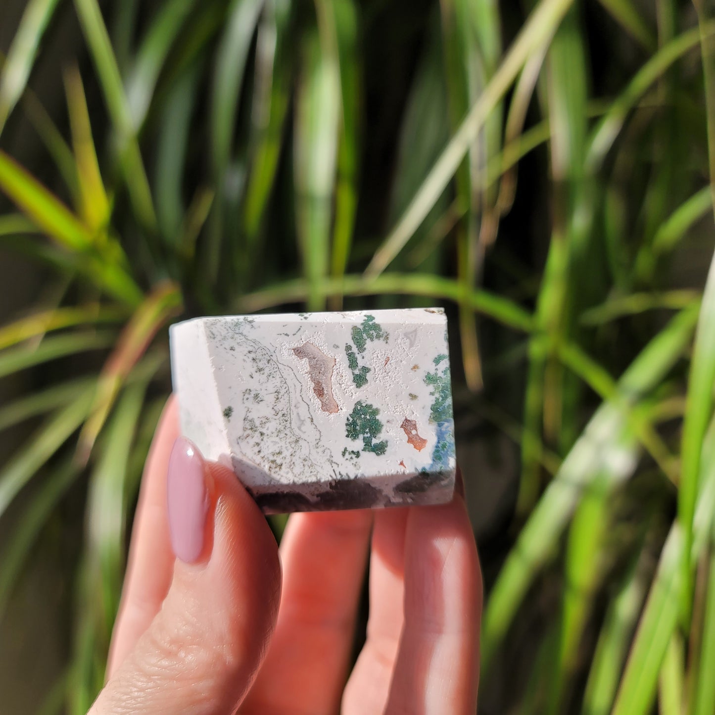 Pink Amethyst & Moss Agate Druzy Freeform – Healing & Spiritual Growth