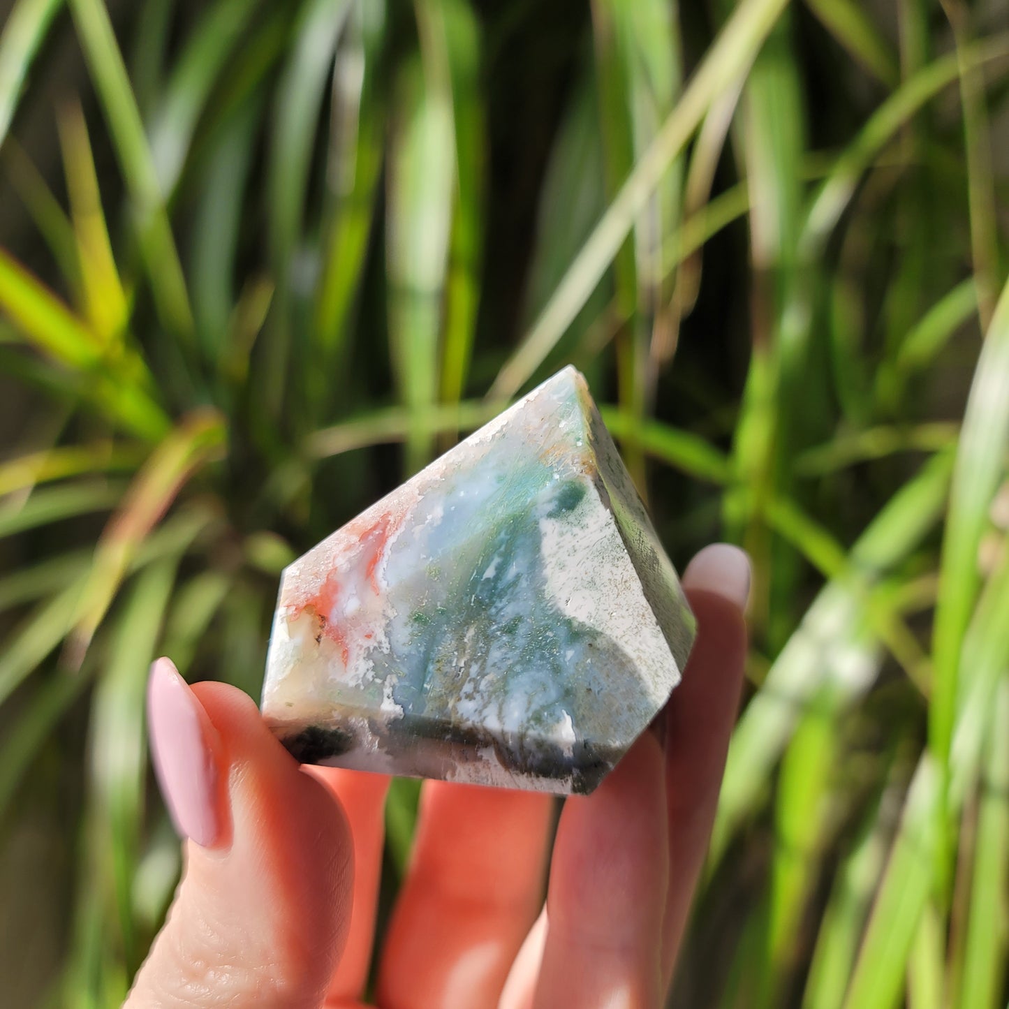 Pink Amethyst & Moss Agate Druzy Freeform – Healing & Spiritual Growth