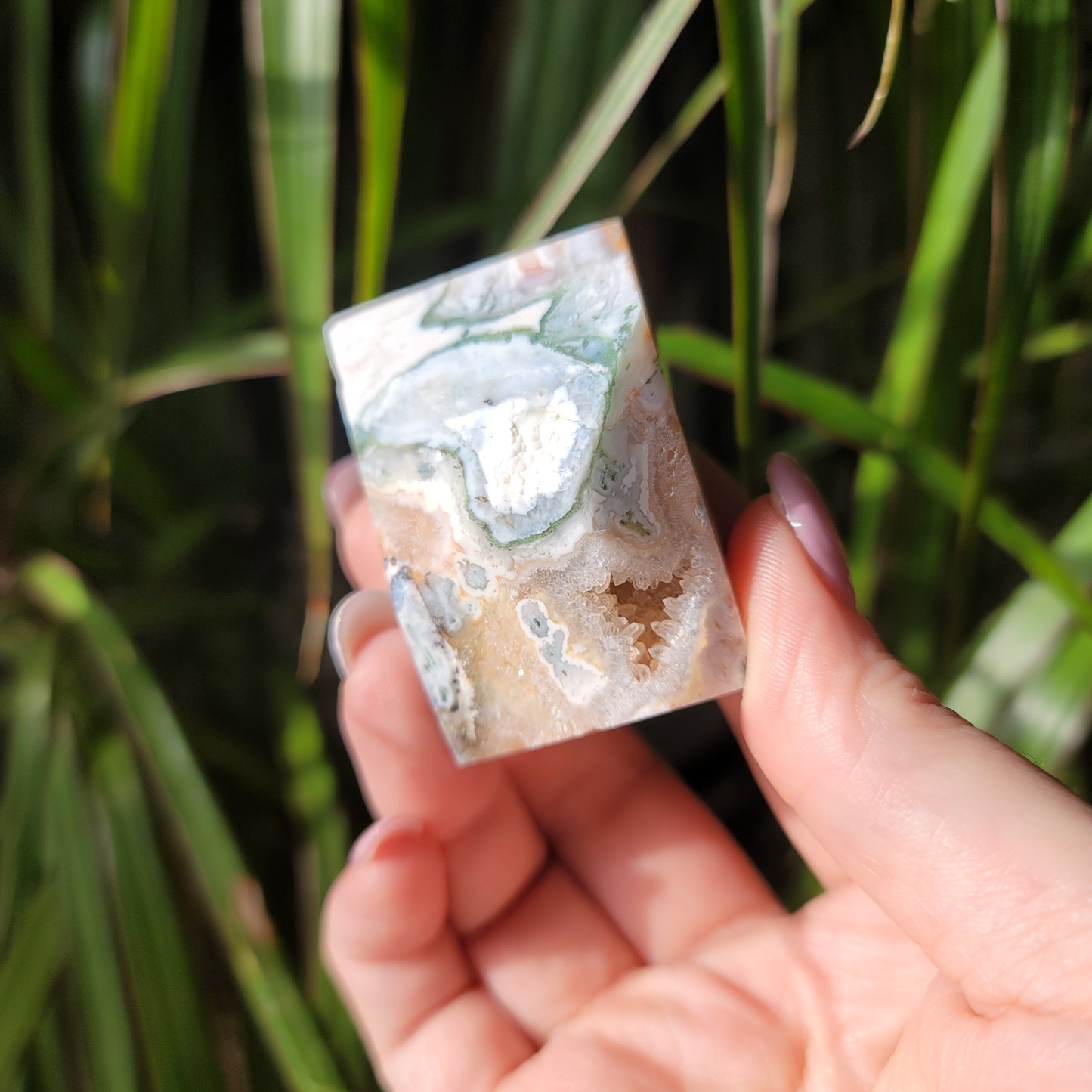 Pink Amethyst & Moss Agate Druzy Freeform – Healing & Spiritual Growth