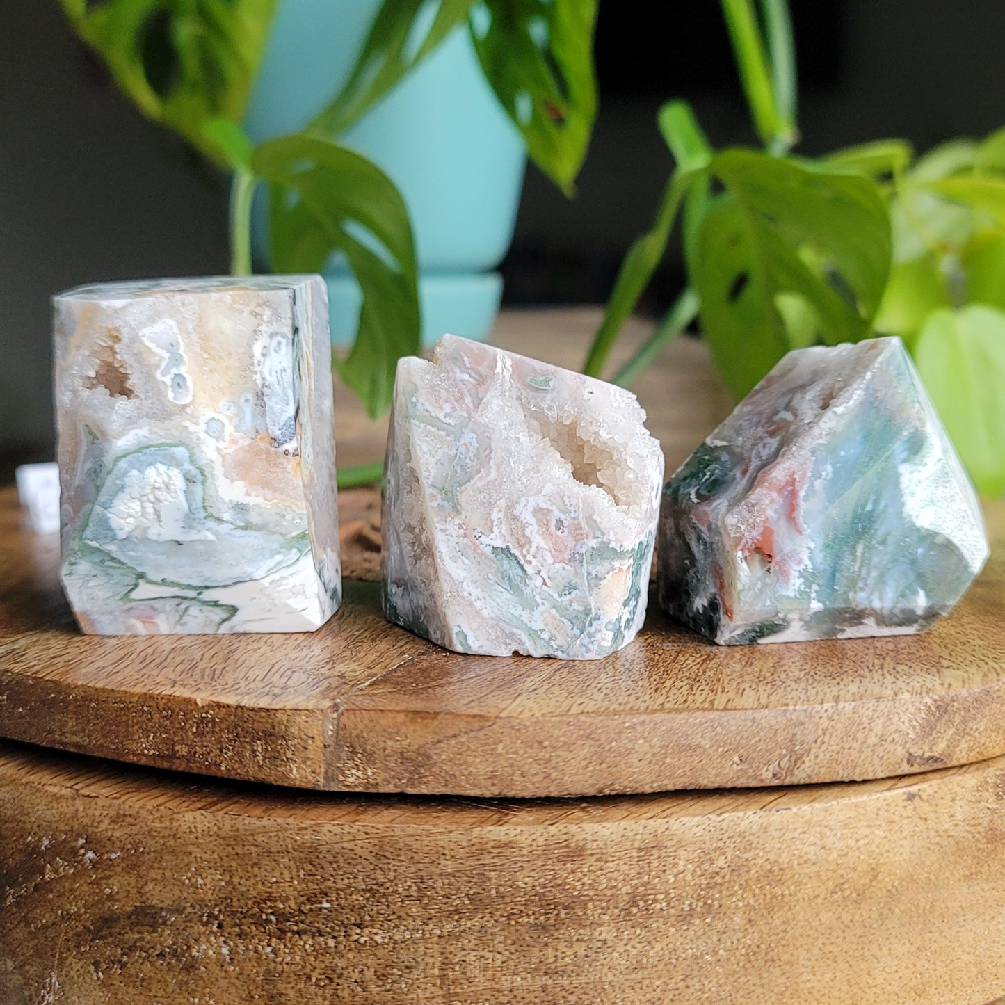 Pink Amethyst & Moss Agate Druzy Freeform – Healing & Spiritual Growth