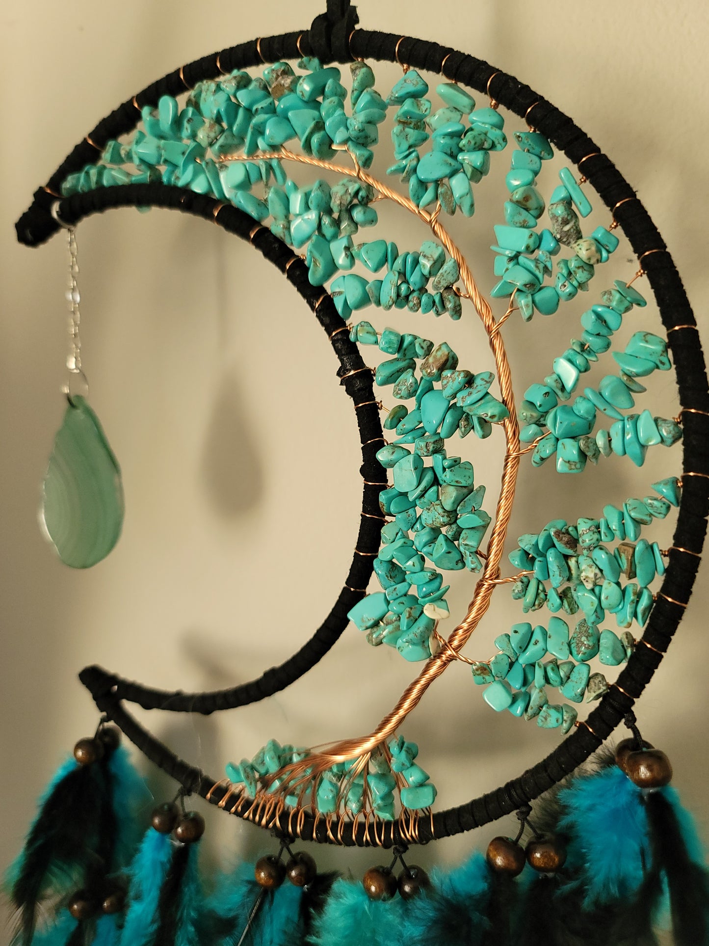 Large Moon Dreamcatcher – Tree of Life with Carnelian, Citrine, Caribbean Calcite or Dyed Howlite