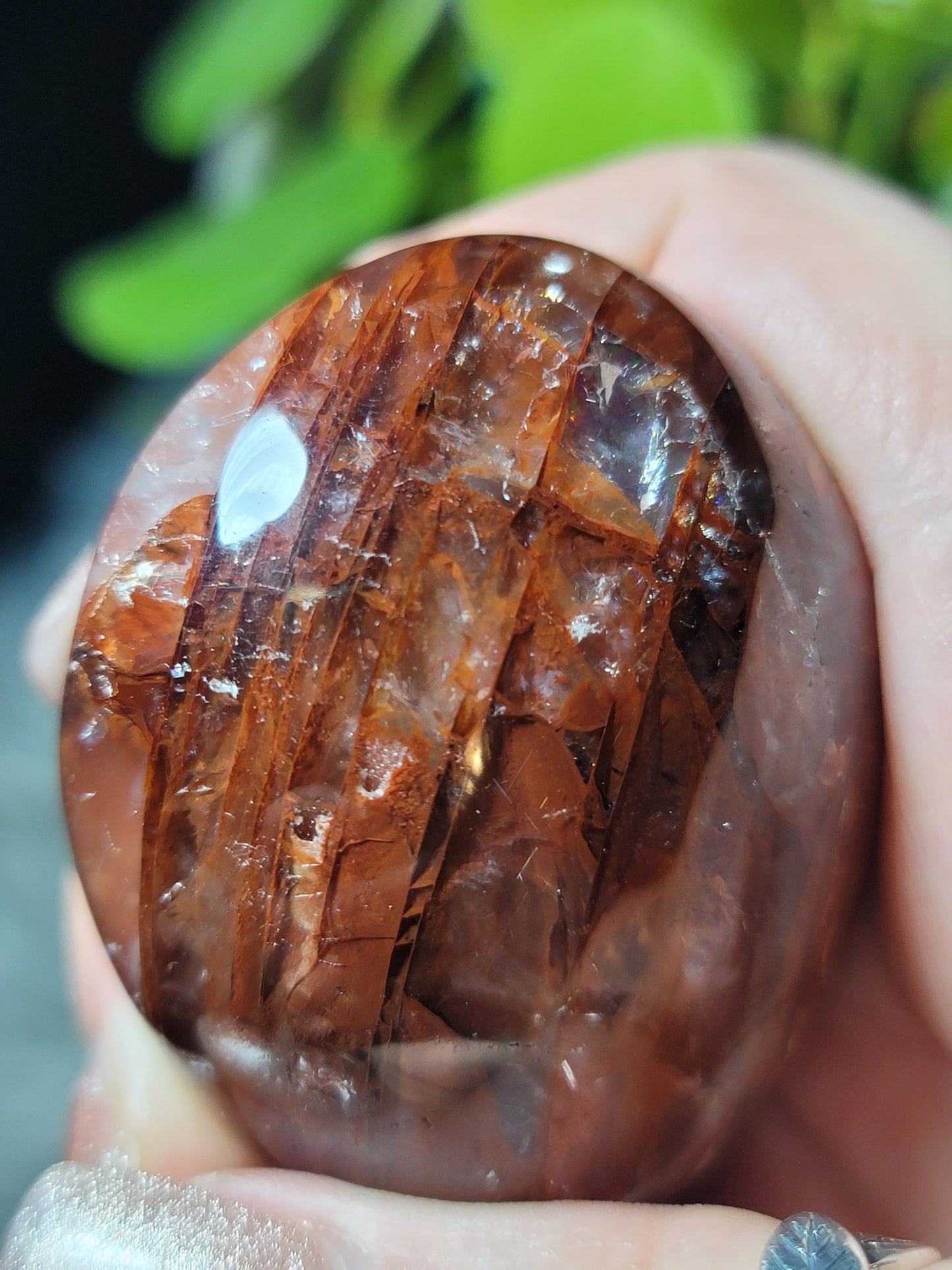Fire Quartz Palm Stone – Clarity, Courage & Bold Transformation
