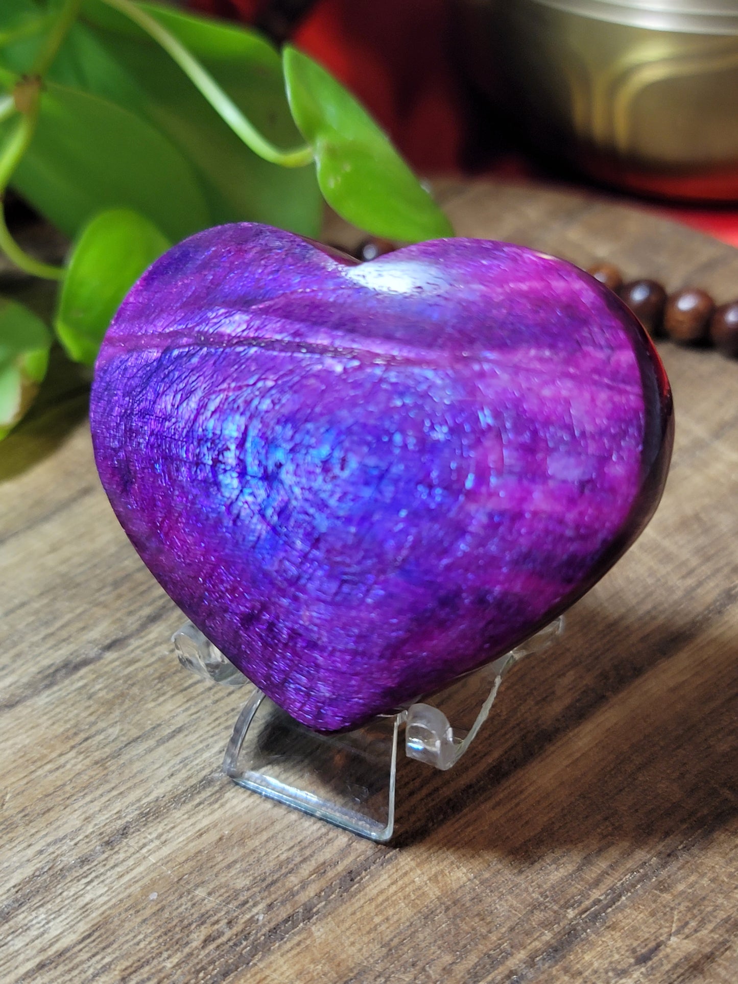 Deep Pink Flashy Moonstone Heart – Divine Feminine, Fierce Healing & Emotional Power