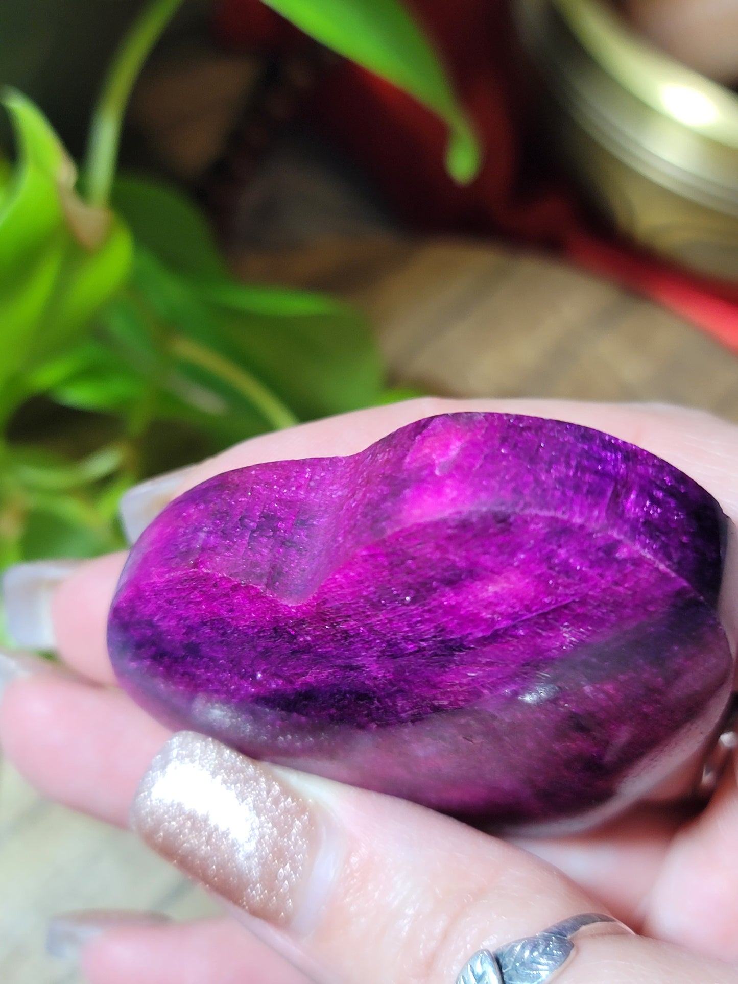 Deep Pink Flashy Moonstone Heart – Divine Feminine, Fierce Healing & Emotional Power