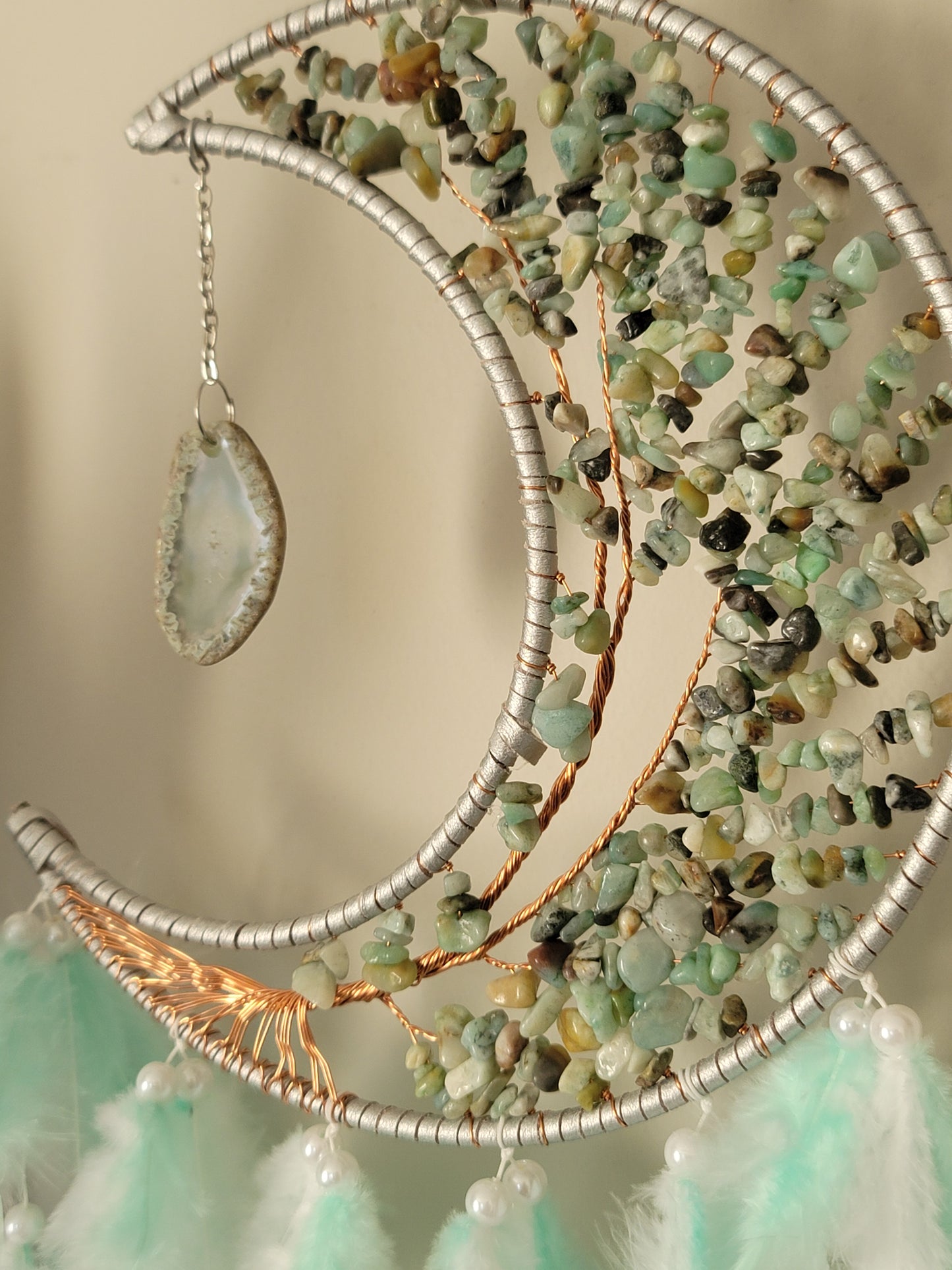 Large Moon Dreamcatcher – Tree of Life with Carnelian, Citrine, Caribbean Calcite or Dyed Howlite