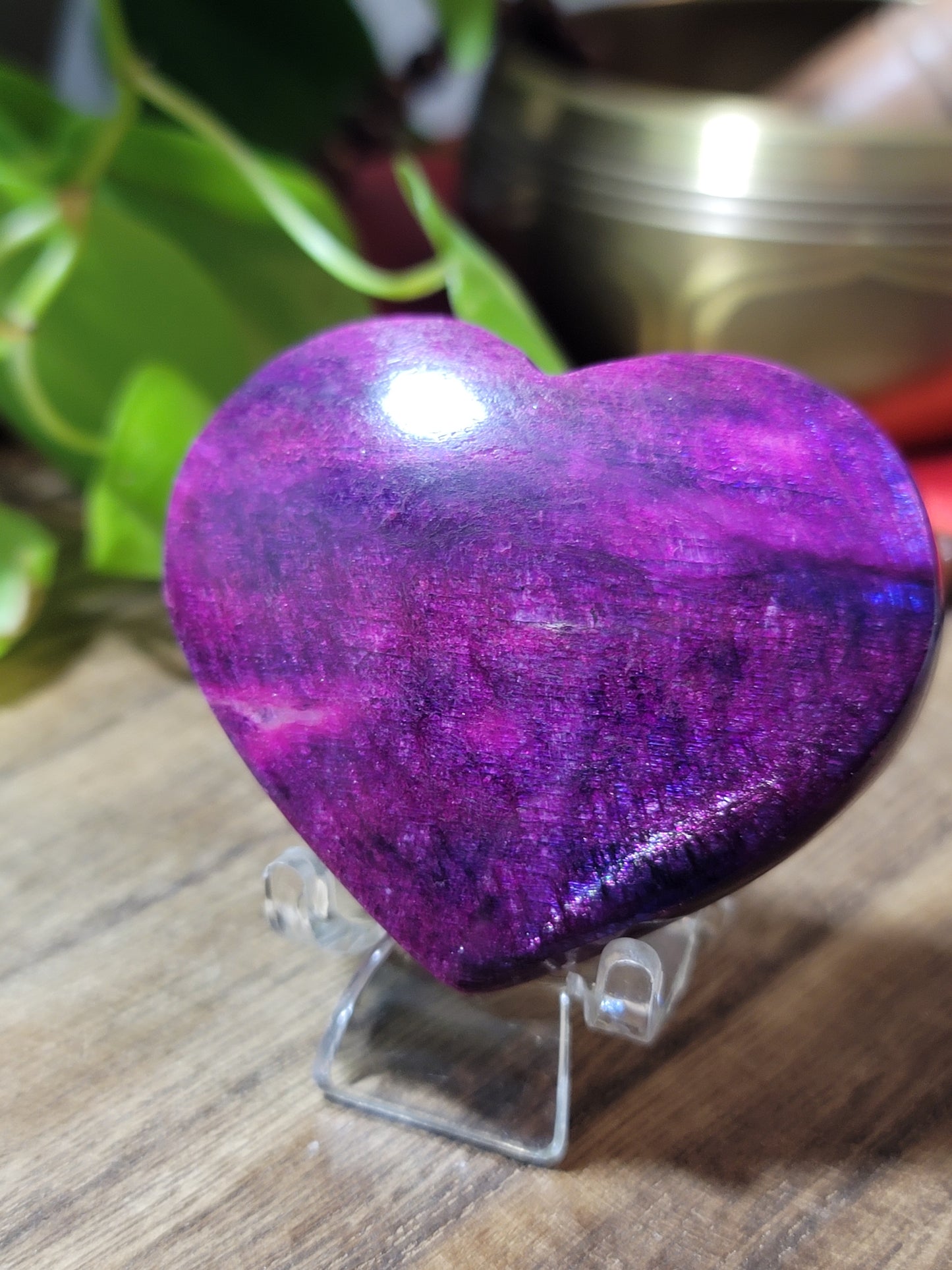 Deep Pink Flashy Moonstone Heart – Divine Feminine, Fierce Healing & Emotional Power