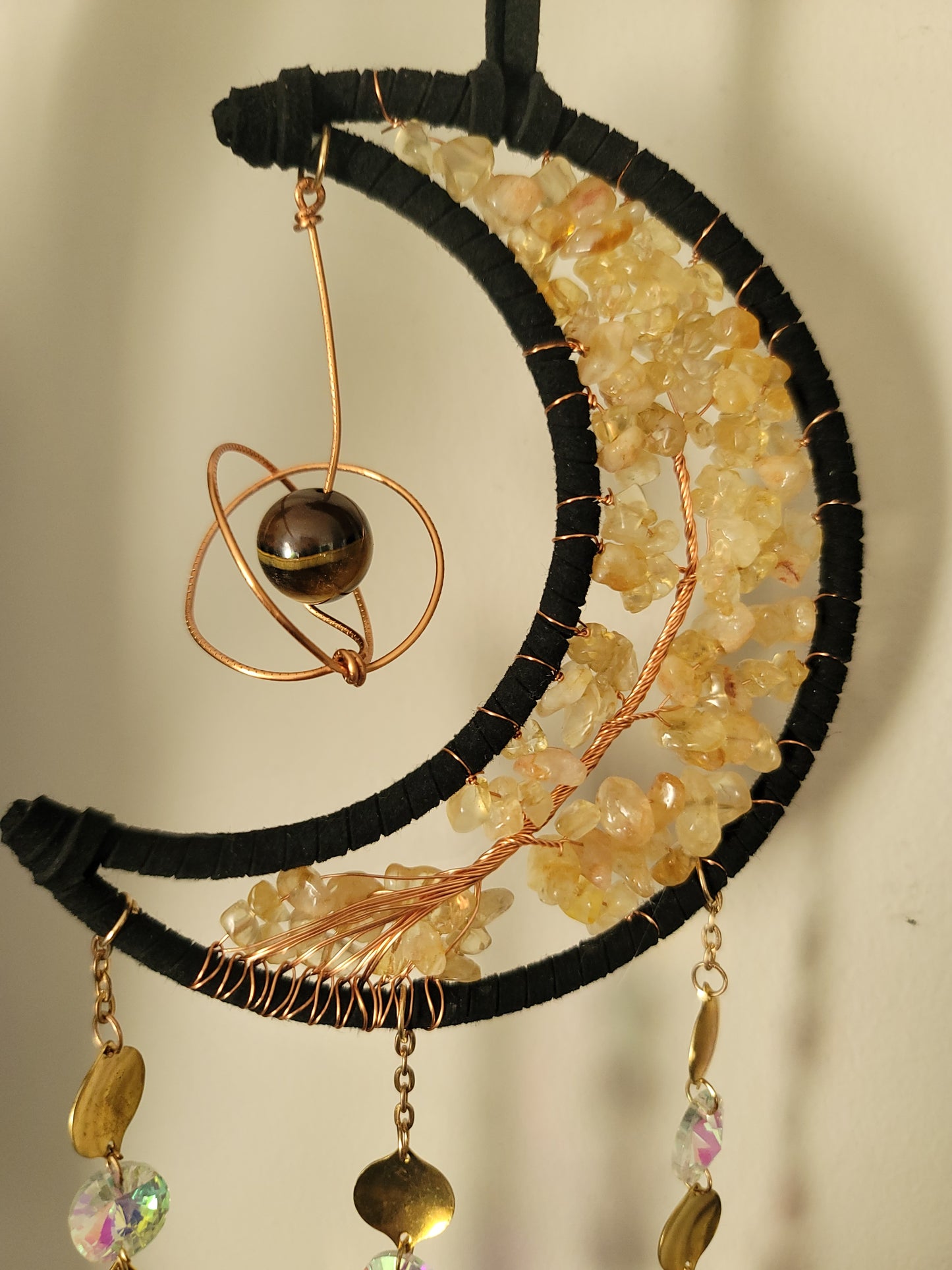 Crescent Moon Dreamcatcher – Tree of Life & Crystal Solar System Charm
