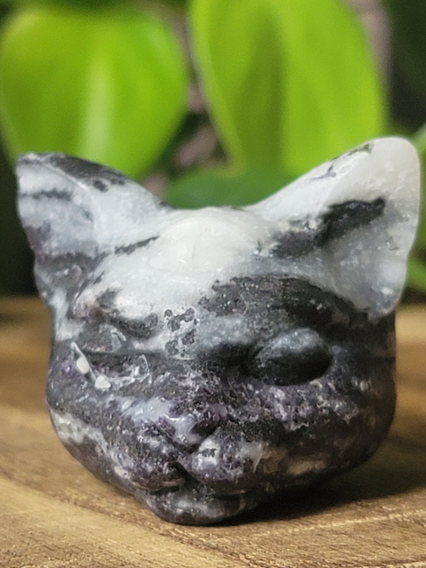 Cat Head Carving Third Eye Spiritual Tool for Intuition and Protection