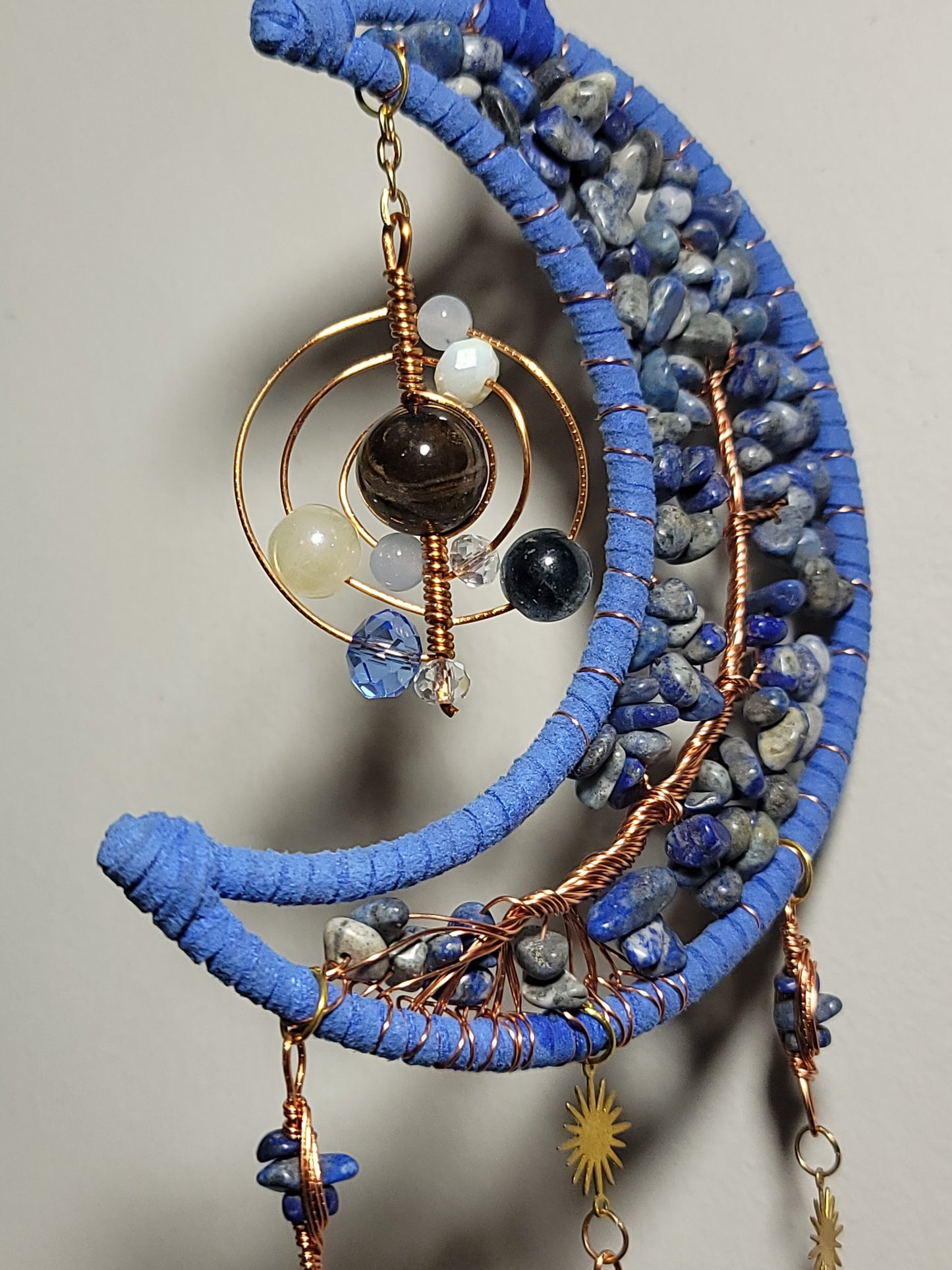 Crescent Moon Dreamcatcher – Tree of Life & Crystal Solar System Charm