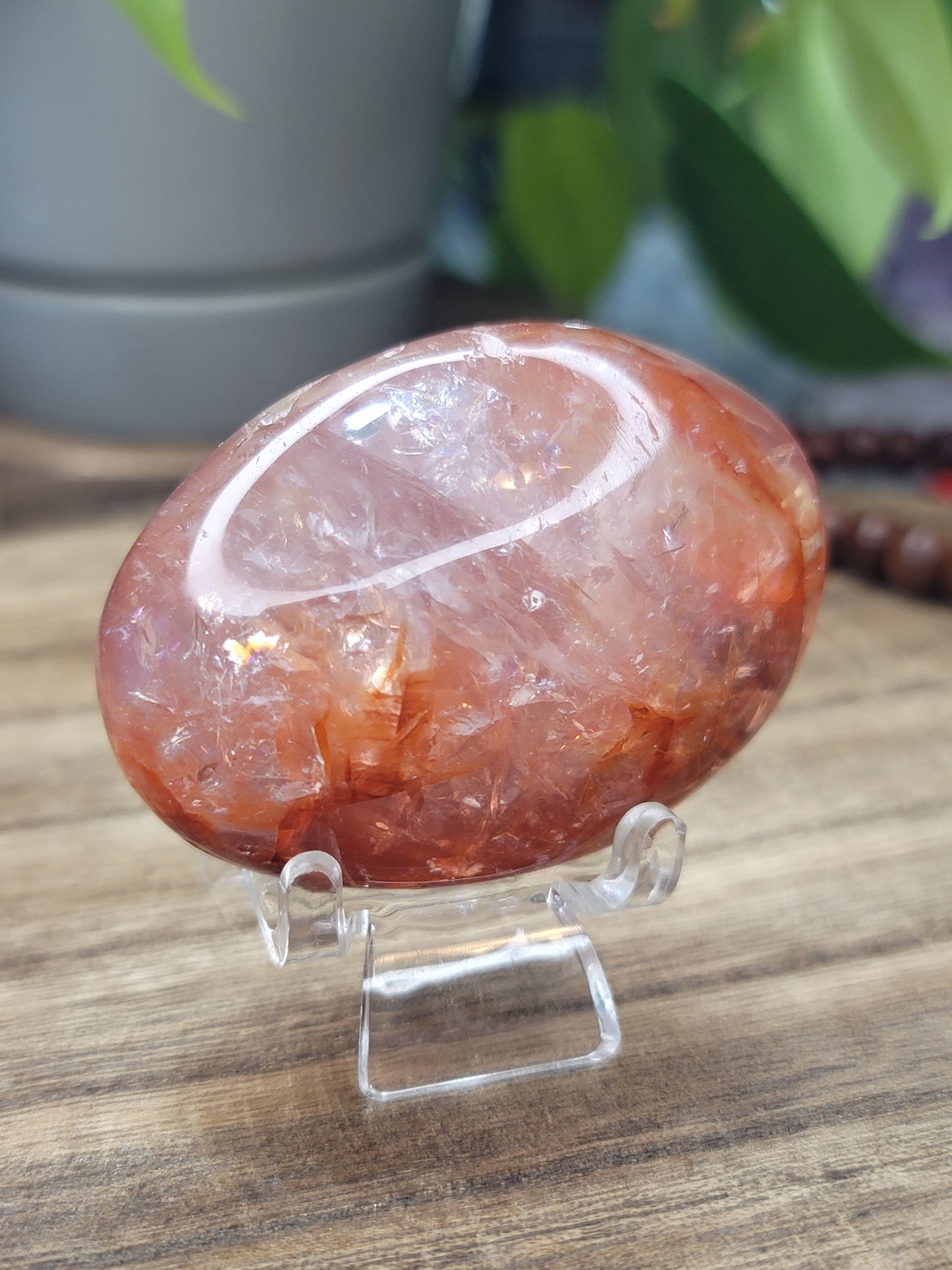 Fire Quartz Palm Stone – Clarity, Courage & Bold Transformation