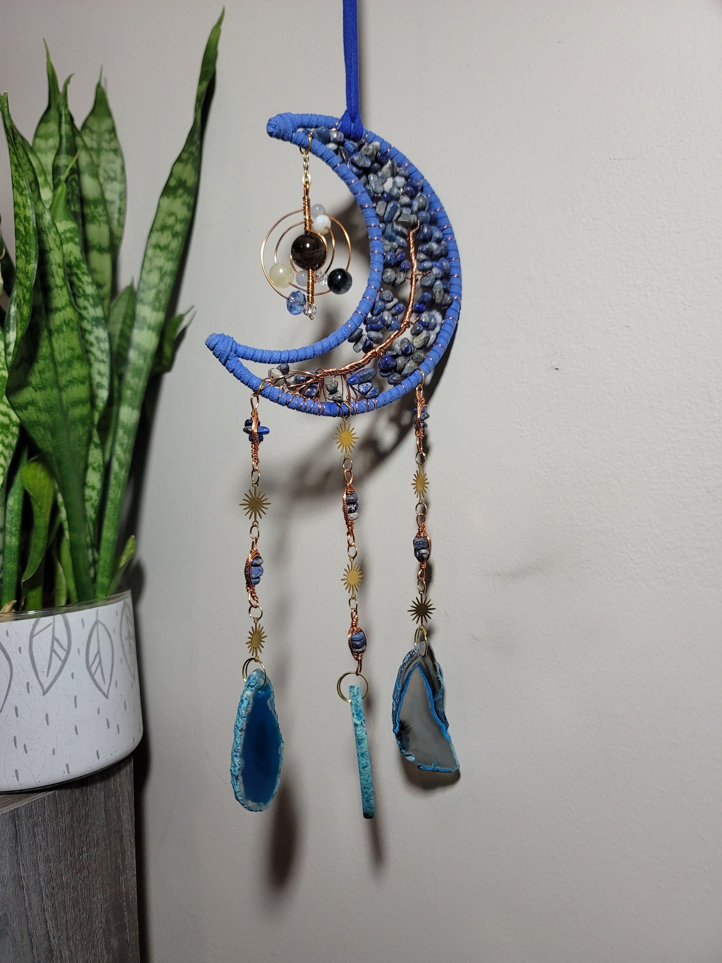 Crescent Moon Dreamcatcher – Tree of Life & Crystal Solar System Charm