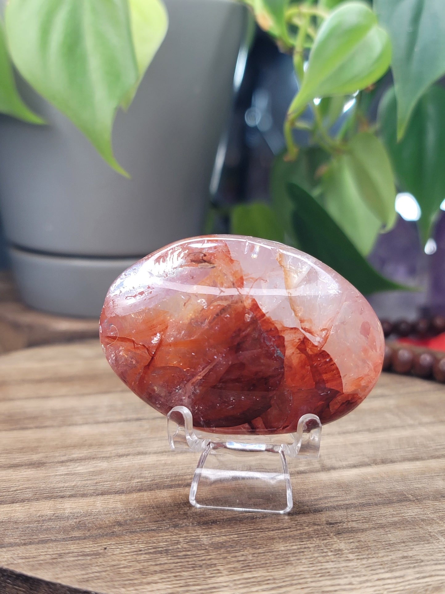 Fire Quartz Palm Stone – Clarity, Courage & Bold Transformation