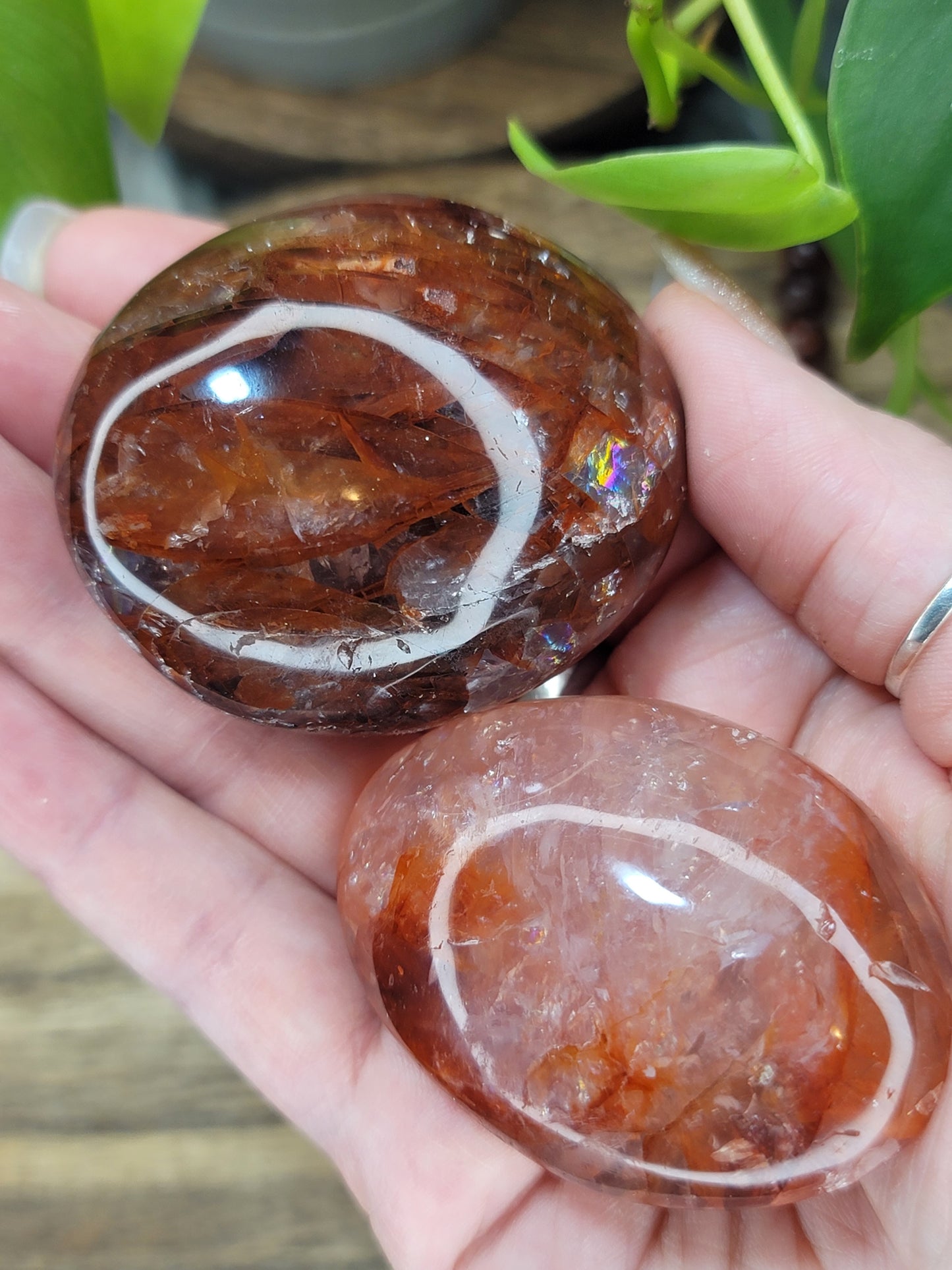 Fire Quartz Palm Stone – Clarity, Courage & Bold Transformation