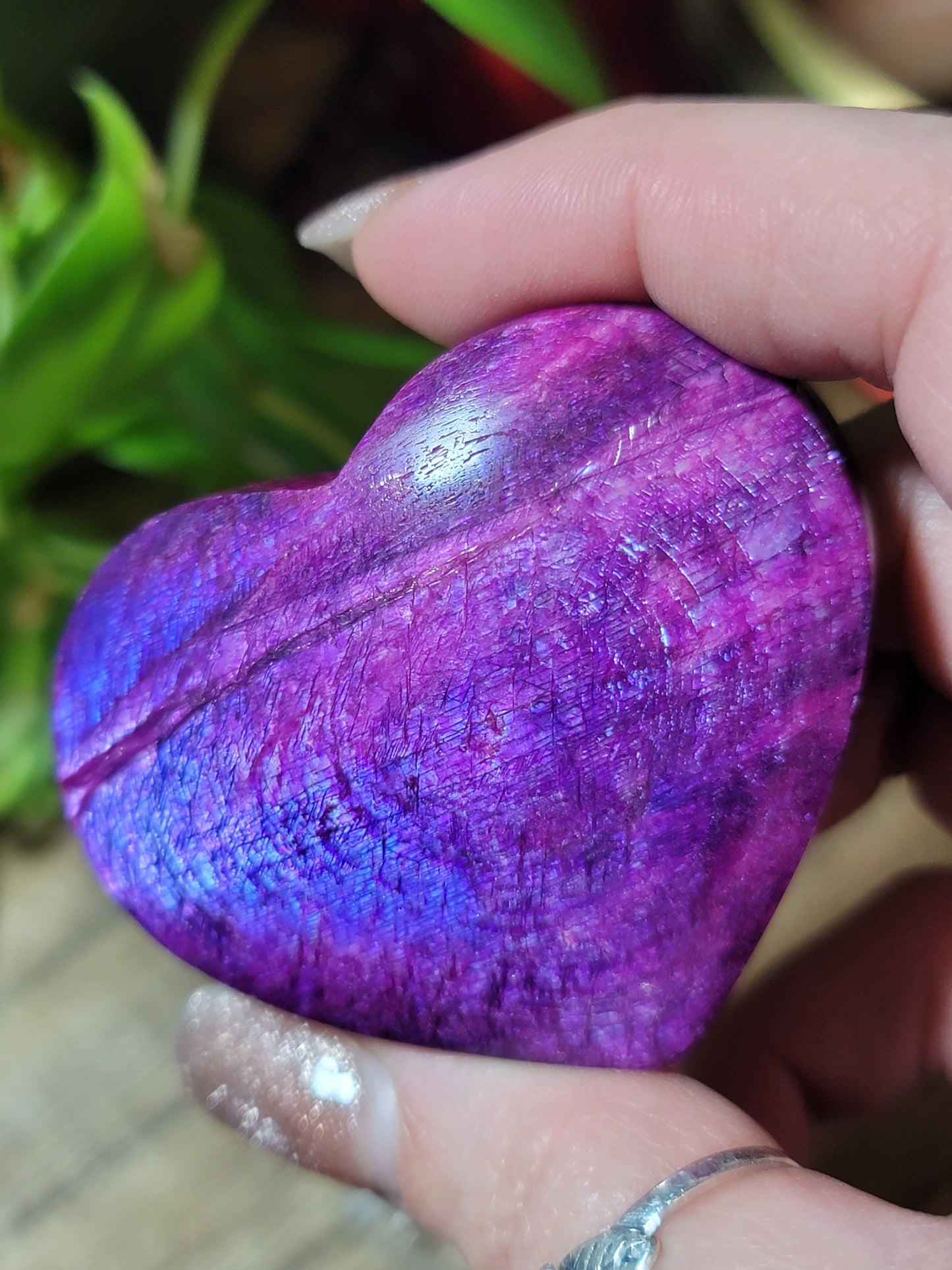 Deep Pink Flashy Moonstone Heart – Divine Feminine, Fierce Healing & Emotional Power