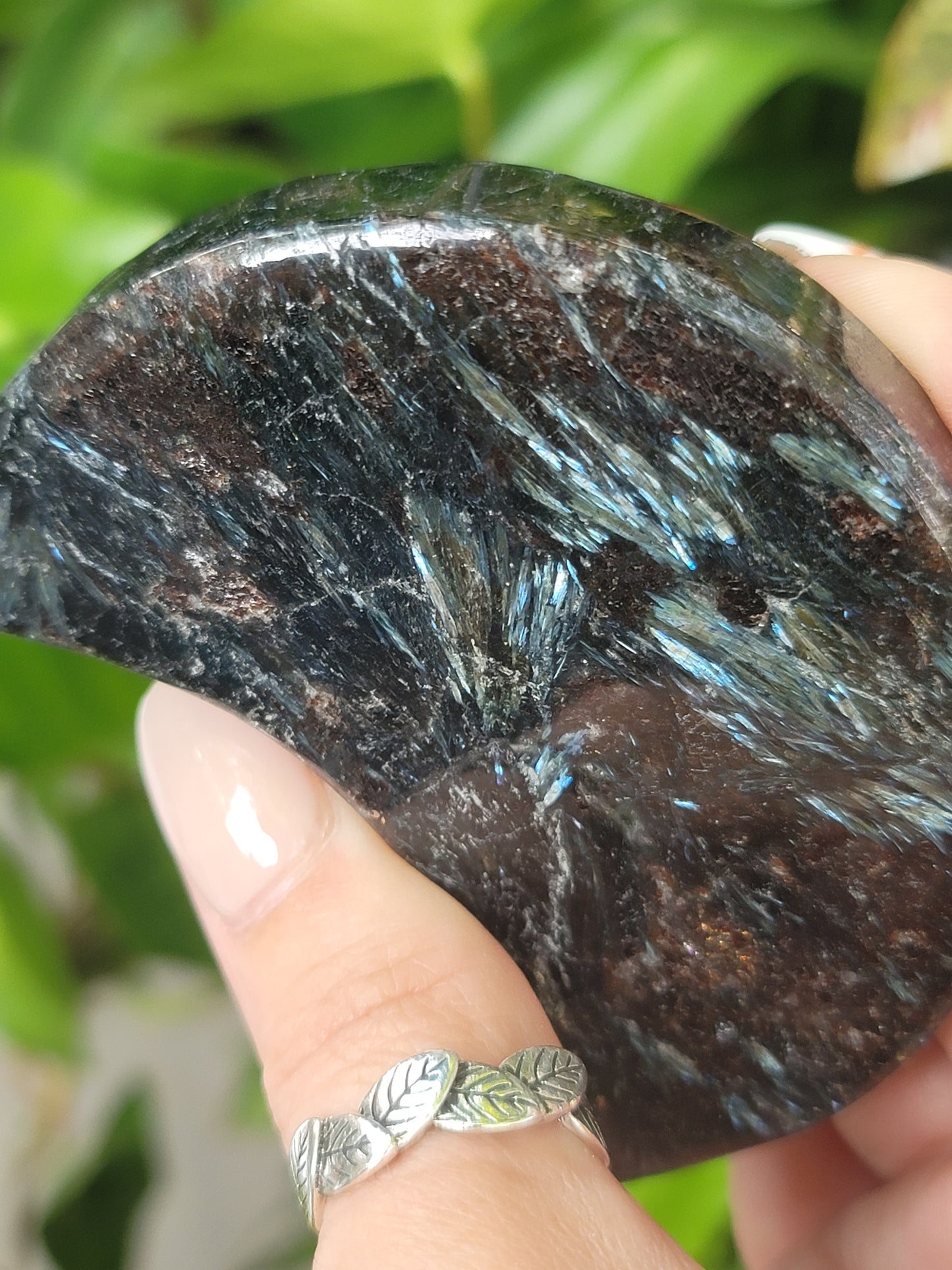 Garnet Astrophyllite Moon Carving for Transformation Grounding and Cosmic Power