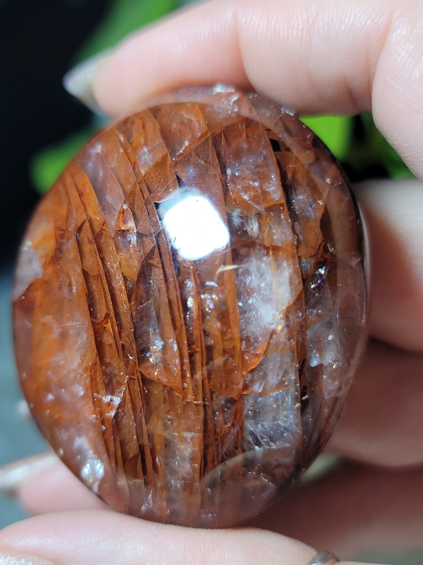 Fire Quartz Palm Stone – Clarity, Courage & Bold Transformation