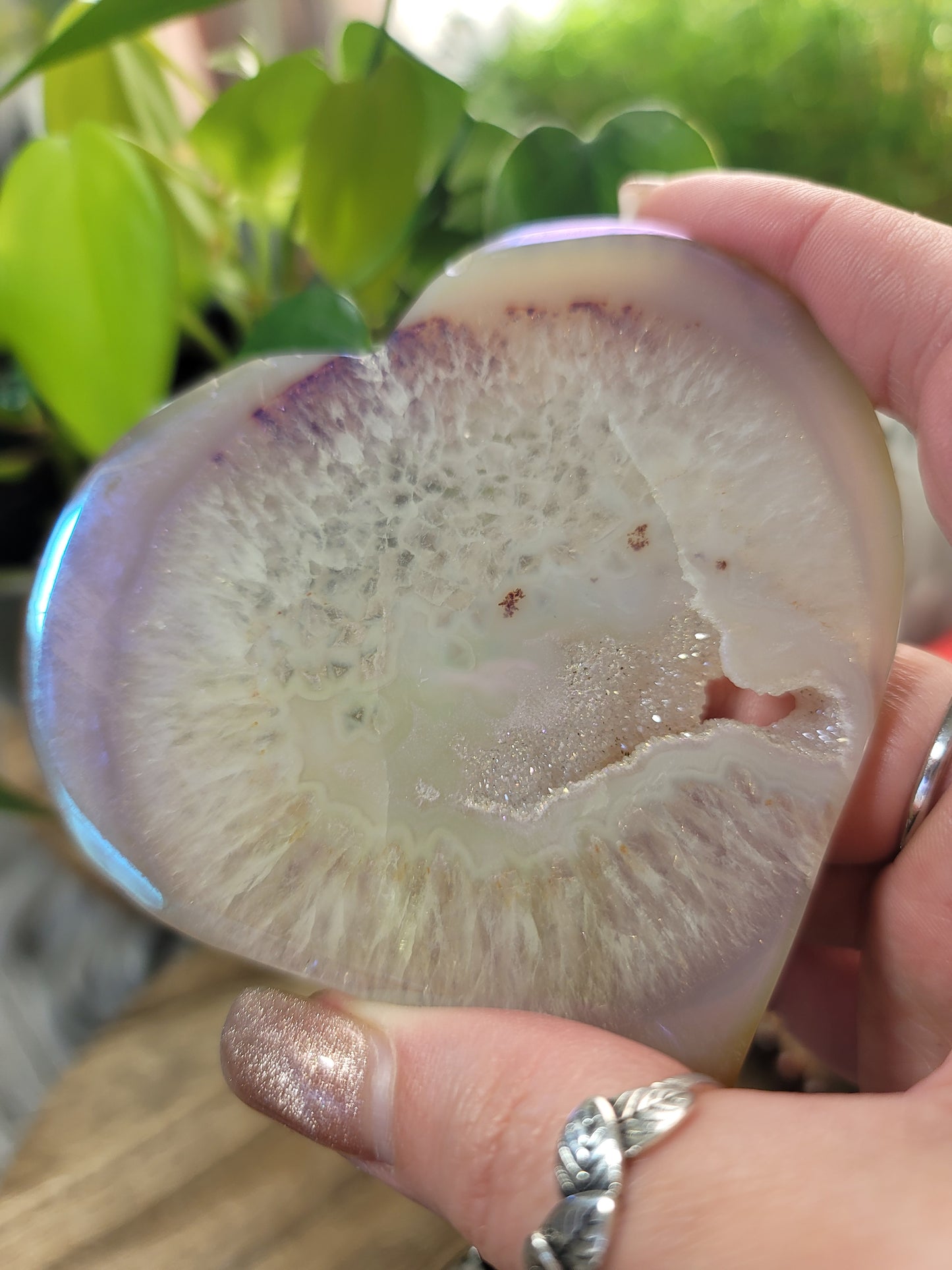 Aura Druzy Agate Heart on Silver Stand – Fresh Energy, Radiance & Spiritual Glow