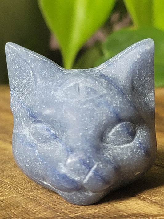 Cat Head Carving Third Eye Spiritual Tool for Intuition and Protection