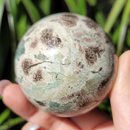 Green Flower Agate Sphere – Transformation, Healing & Heart Chakra Energy