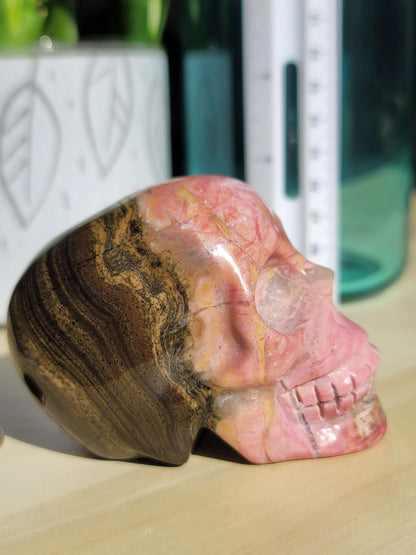 Rhodonite Skull – Emotional Healing, Strength & Shadow Work