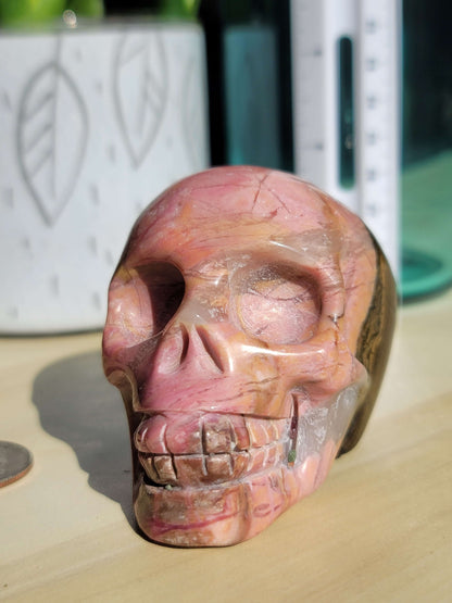 Rhodonite Skull – Emotional Healing, Strength & Shadow Work