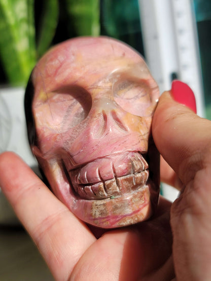 Rhodonite Skull – Emotional Healing, Strength & Shadow Work