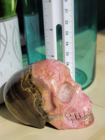 Rhodonite Skull – Emotional Healing, Strength & Shadow Work