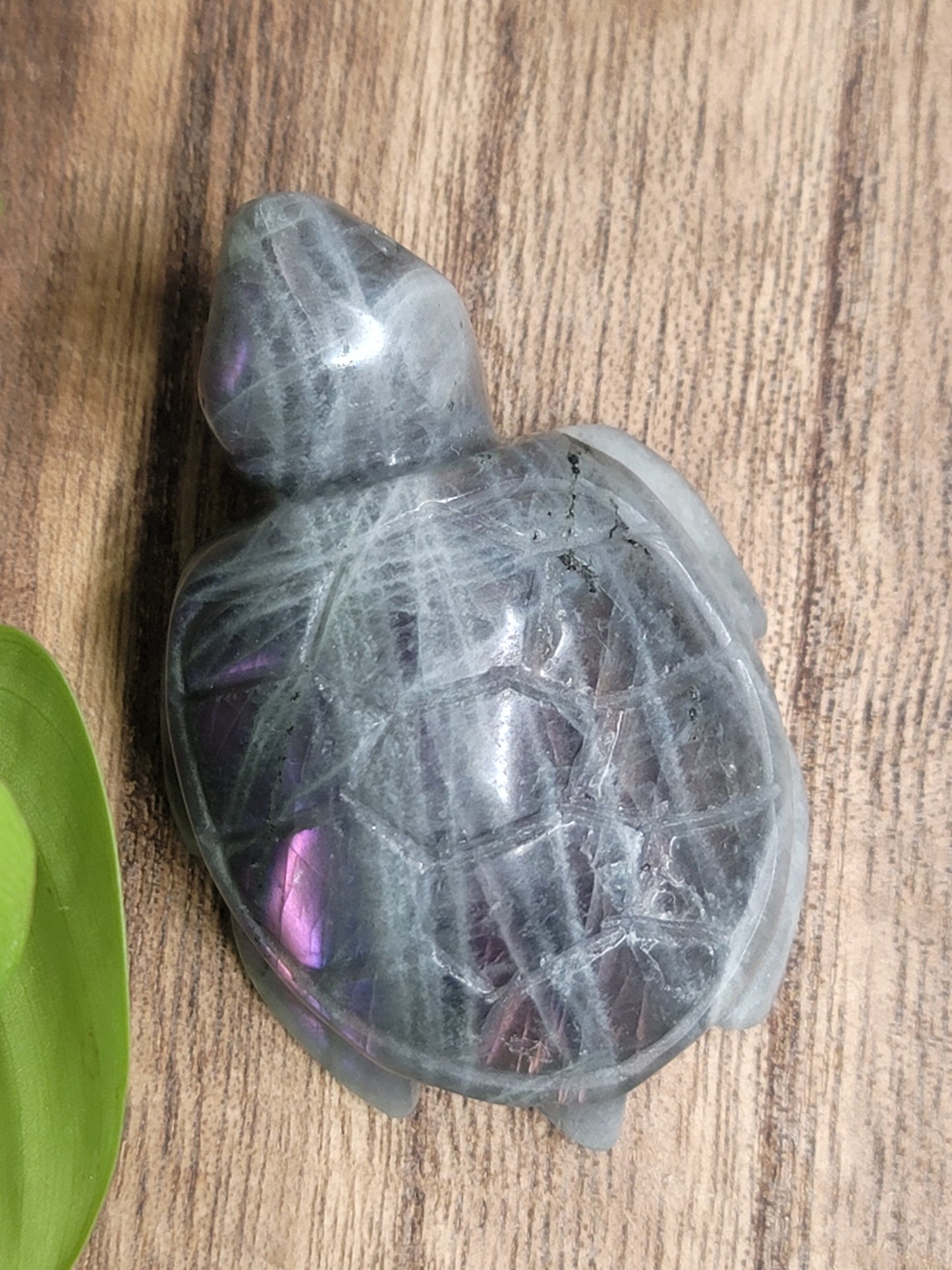 High Flash Labradorite Turtle Carving: Mystical Protection and Inner Strength