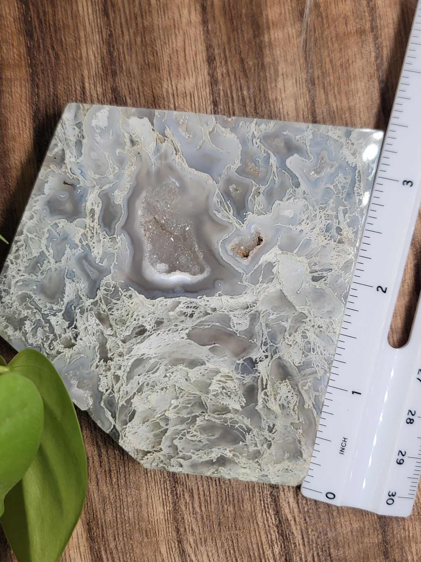 Moss Agate Slab with Stand: Nature's Balance and Grounding Energy