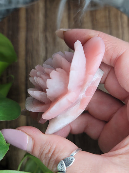 Pink Jade Hand-Carved Flower – Love, Serenity & Heart Chakra Healing