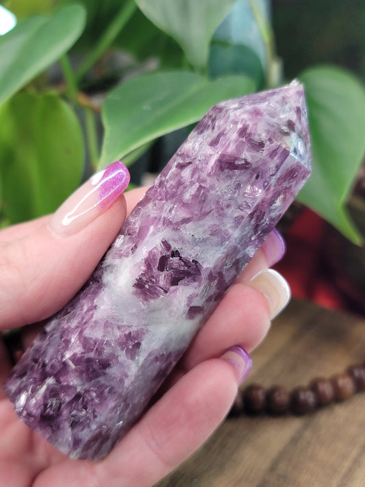 Purple Flash Lepidolite Point – Deep Healing, Self-Love & Inner Peace