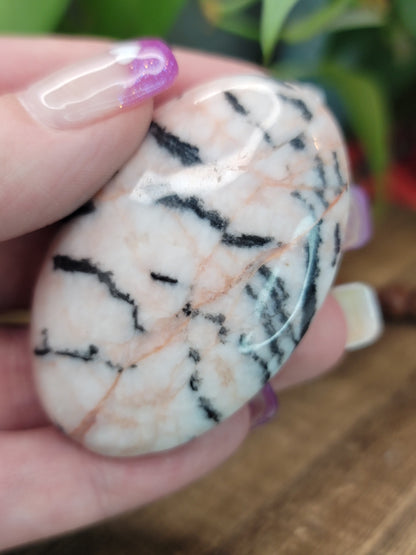 Pink Zebra Jasper Palm Stone – Self-Love, Joy & Emotional Balance