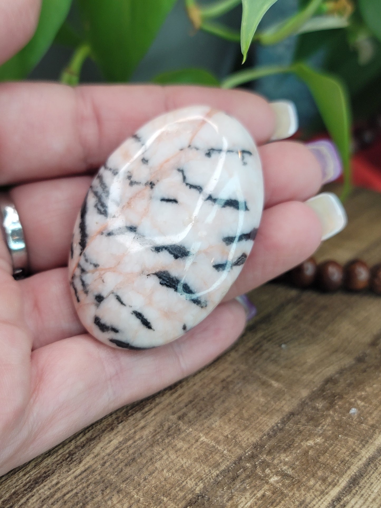 Pink Zebra Jasper Palm Stone – Self-Love, Joy & Emotional Balance