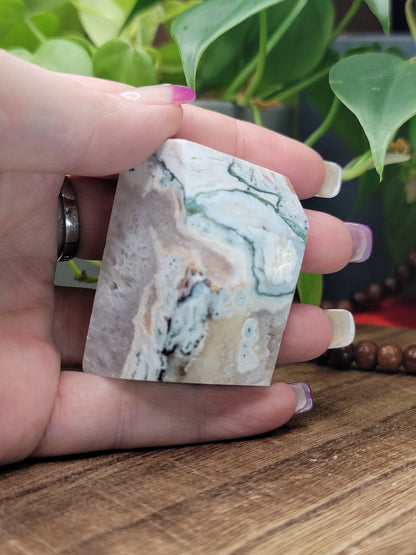 Pink Amethyst & Moss Agate Druzy Freeform – Healing & Spiritual Growth