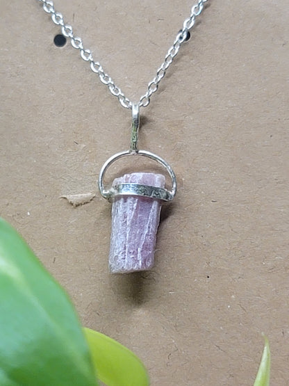 Raw Pink Tourmaline Pendant – Heart-Healing Crystal Necklace