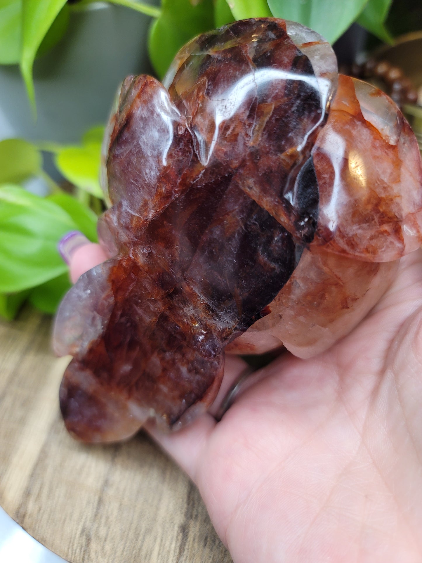 Fire Quartz Flower Carving with Stand – Emotional Strength & Self-Empowerment