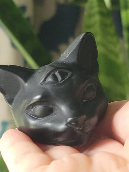 Cat Head Carving Third Eye Spiritual Tool for Intuition and Protection