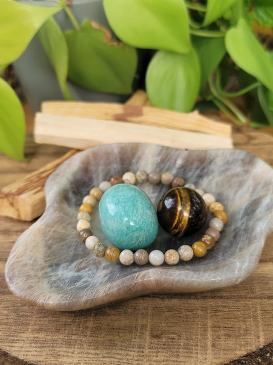 Moonstone Bowl Organic Shape for Feminine Energy Intuition and Emotional Balance