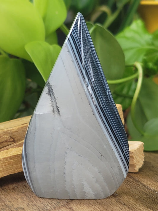 Banded Black Agate with Quartz Freeform – Protection, Clarity & Grounded Transformation
