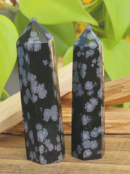 Snowflake Obsidian Tower for Protection Emotional Release and Pattern Shifting